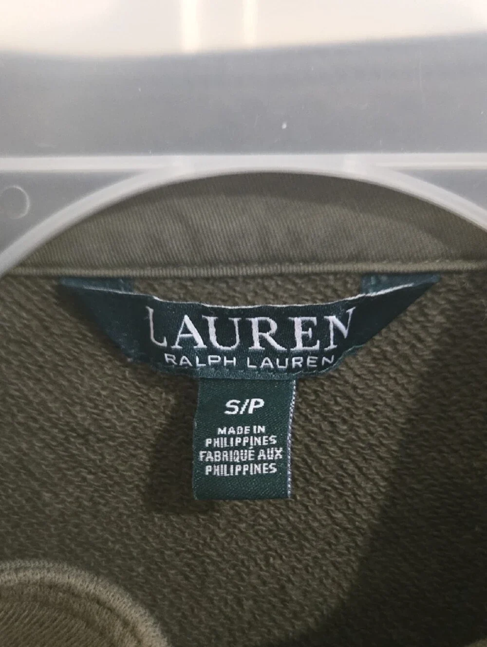 LRL Olive Green French Terry Cargo Utility Jacket Buttons S Military Style Layer